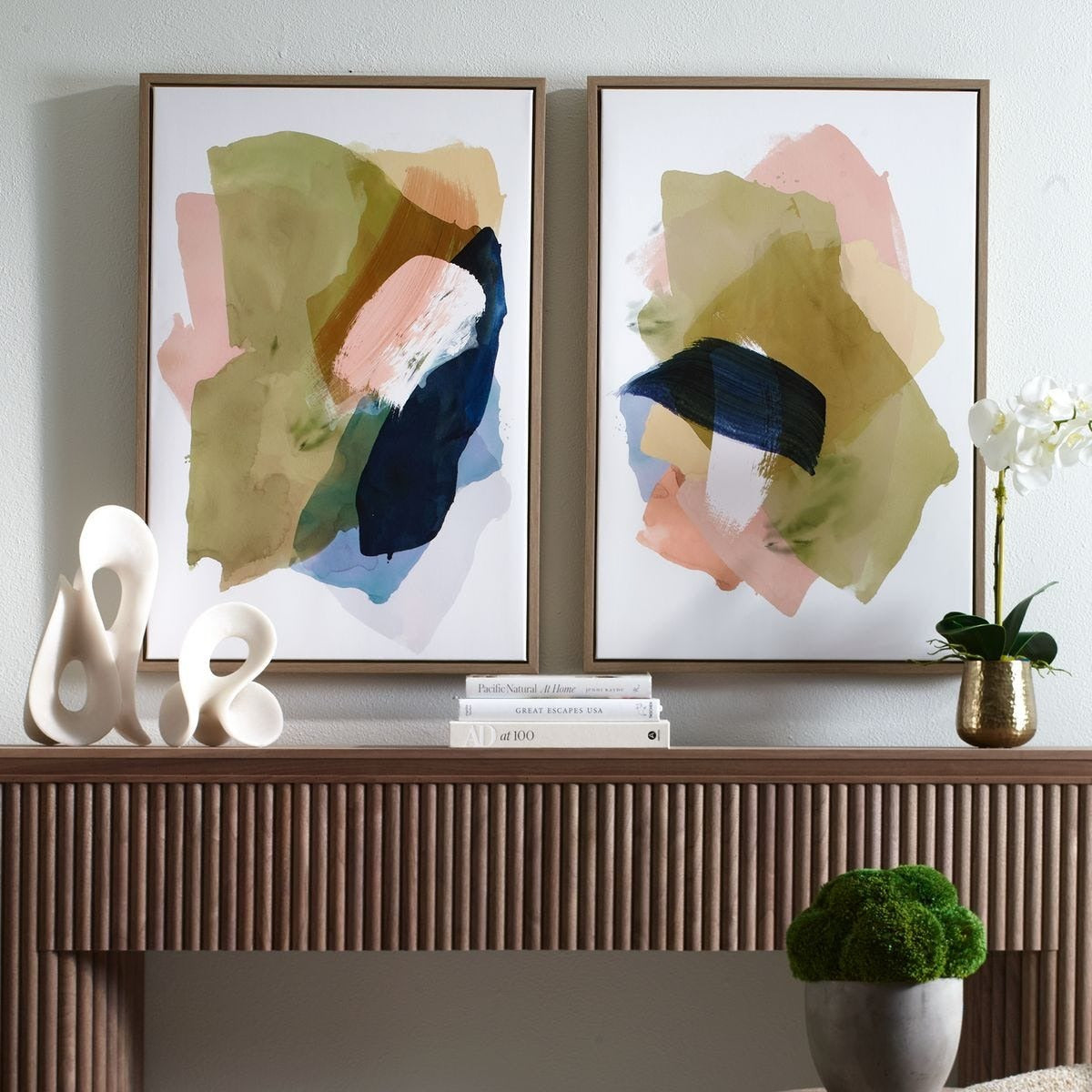 Abstract Afternoon Framed Canvases – Set of 2