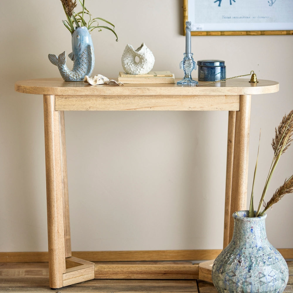 Serrone Console Table - Natural Rubberwood
