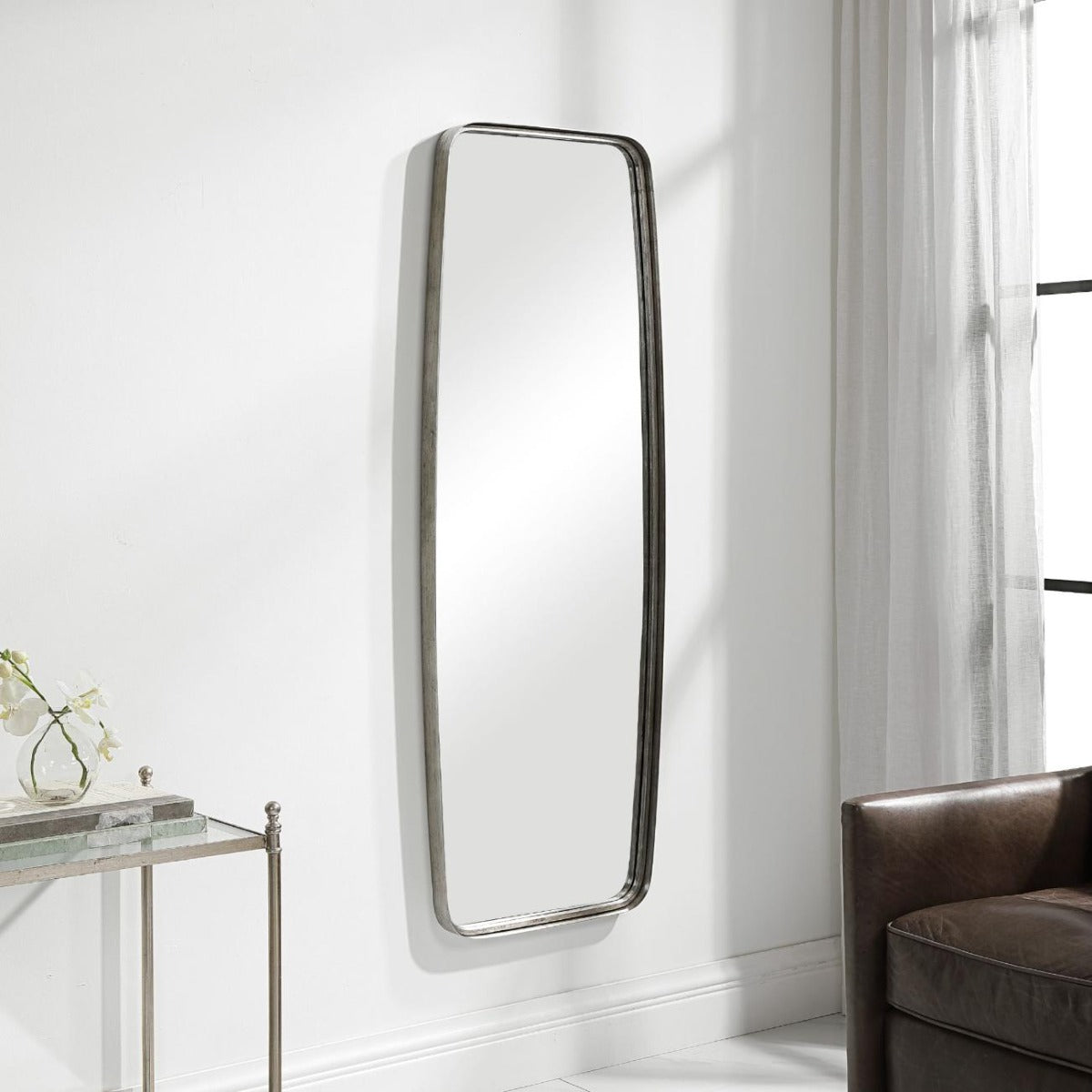 Adeleine Tall Mirror – Silver Leaf