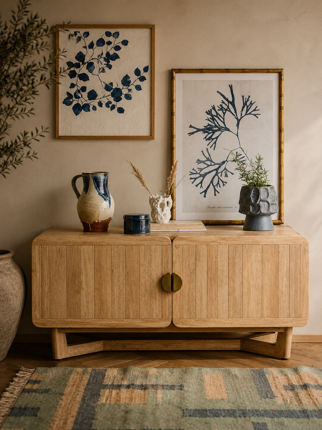 Chevron washed-wood cabinet — Conpanna Living