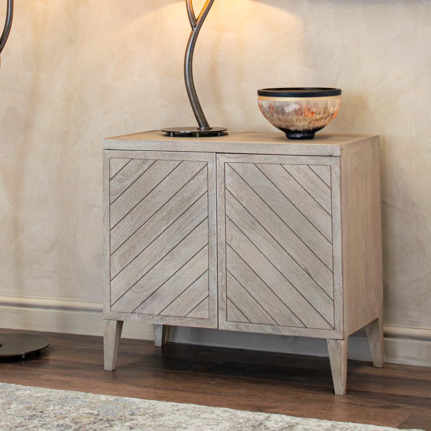 Chevron washed-wood cabinet — Conpanna Living