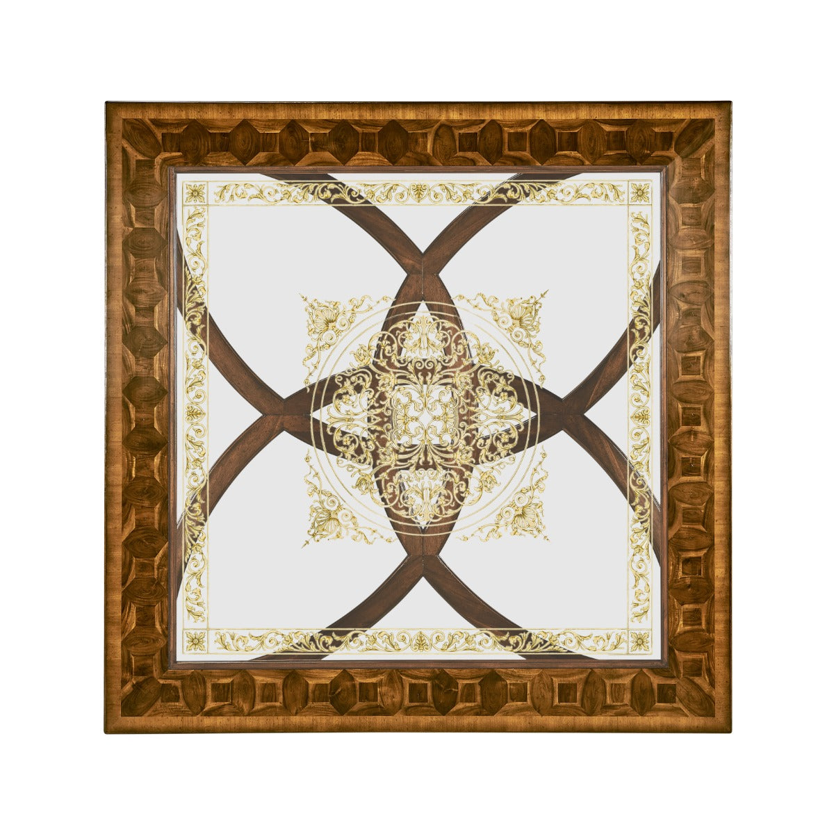 Large Square Coffee Table – Oyster, Églomisé Top