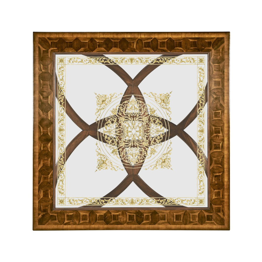 Large Square Coffee Table – Oyster, Églomisé Top