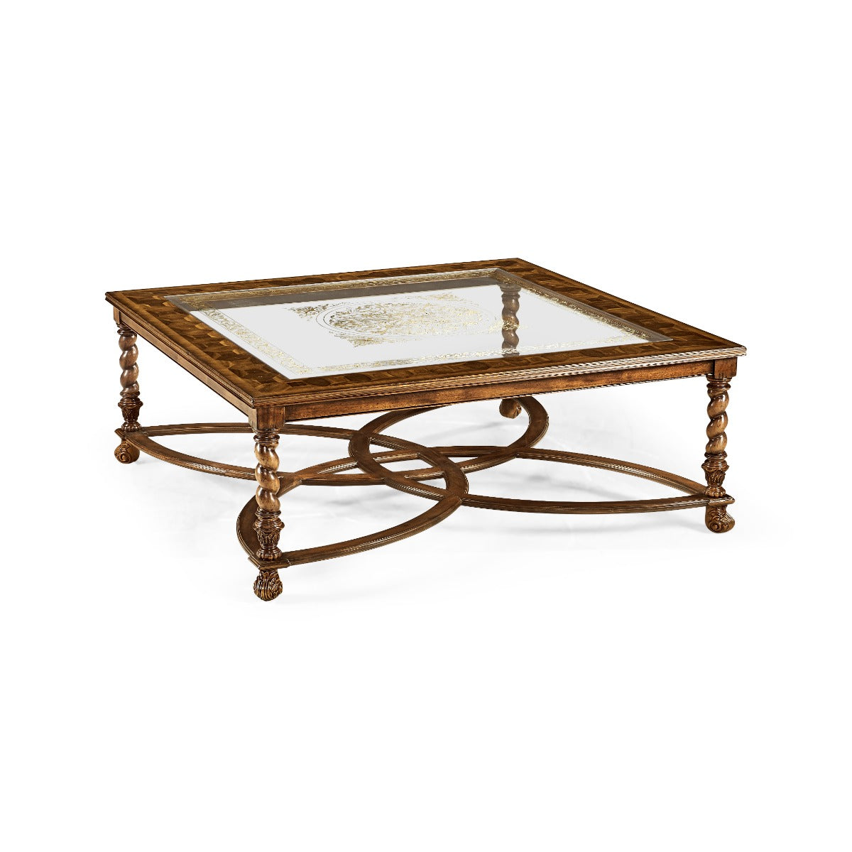 Large Square Coffee Table – Oyster, Églomisé Top