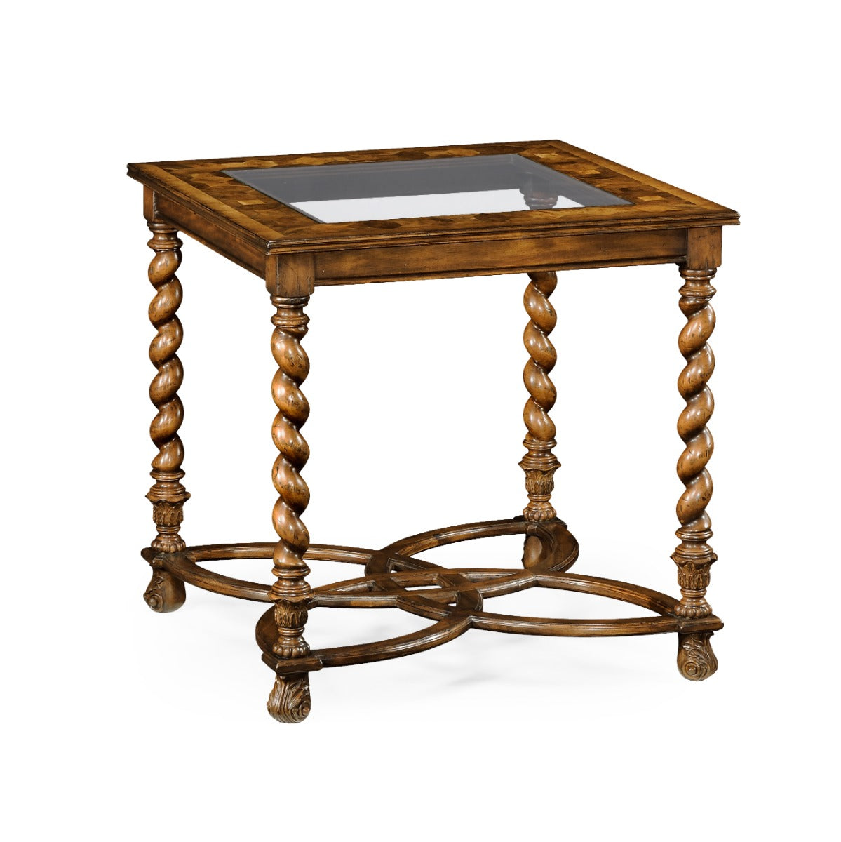 Square Side Table Oyster with Glass Top – Large