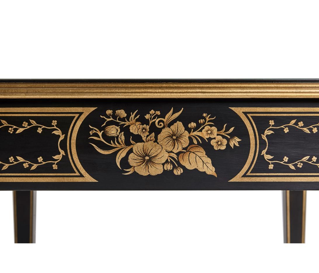 Black & Églomisé Square Side Table