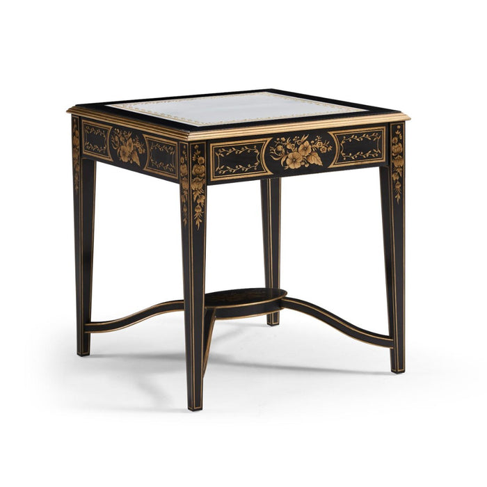 Black & Églomisé Square Side Table