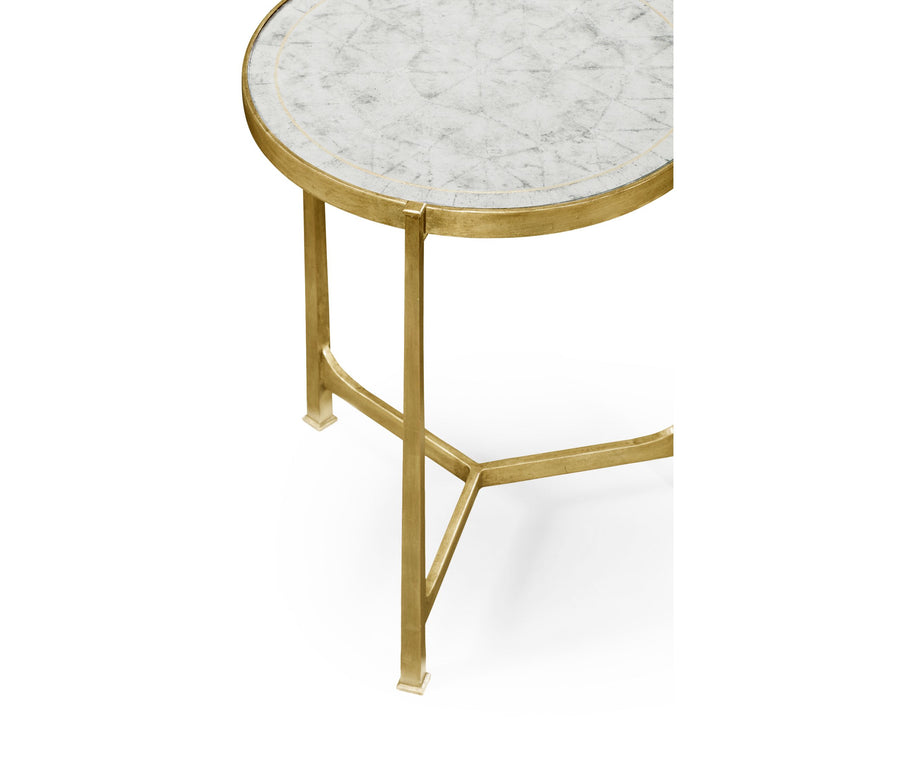 Round Eglomise End Table – Gilded