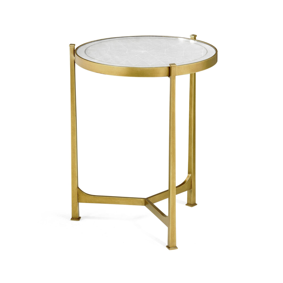 Round Eglomise End Table – Gilded