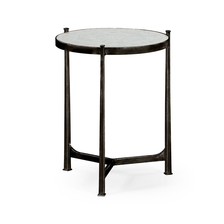 Round Eglomise End Table – Bronze