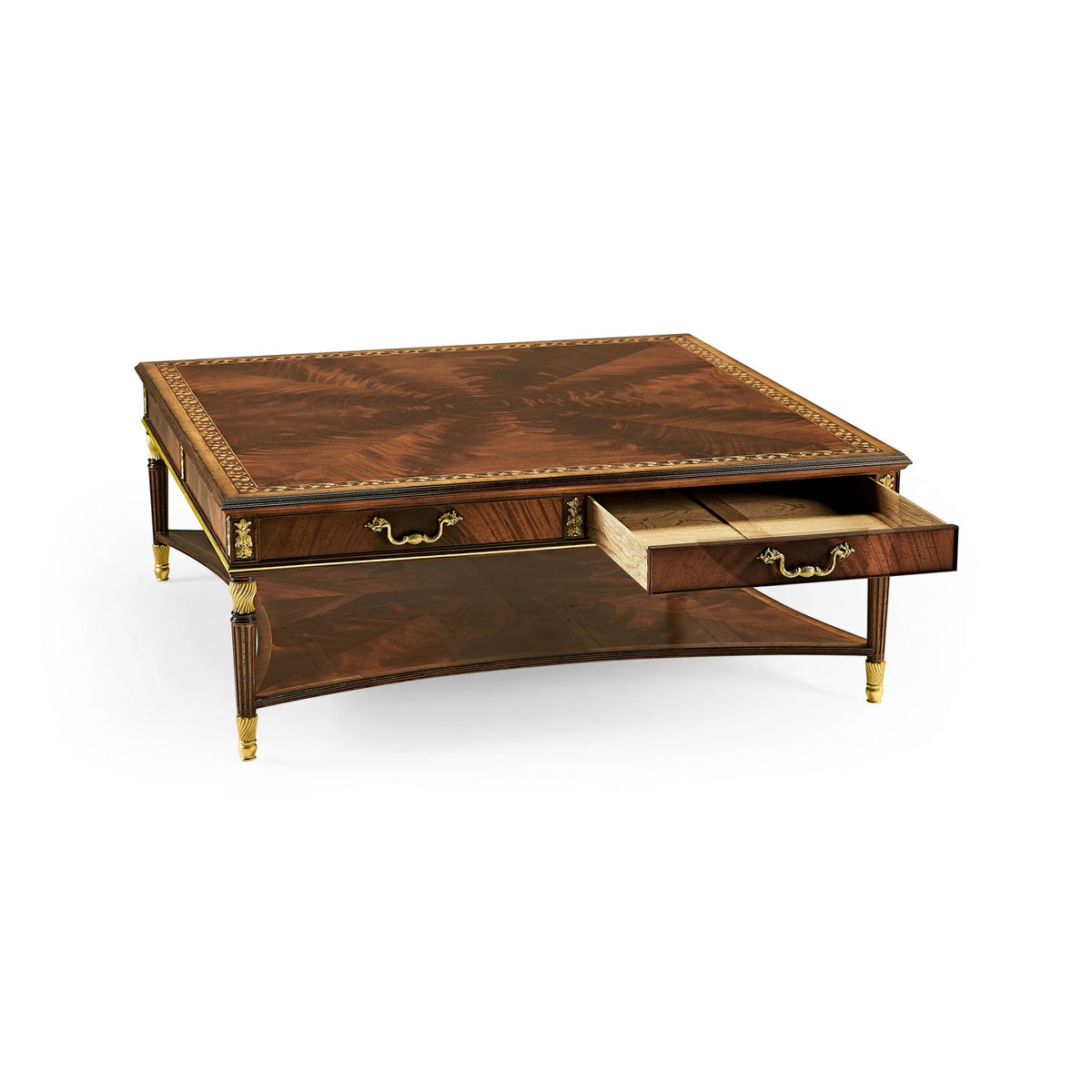 Mahogany William IV Style Gilded Square Coffee Table