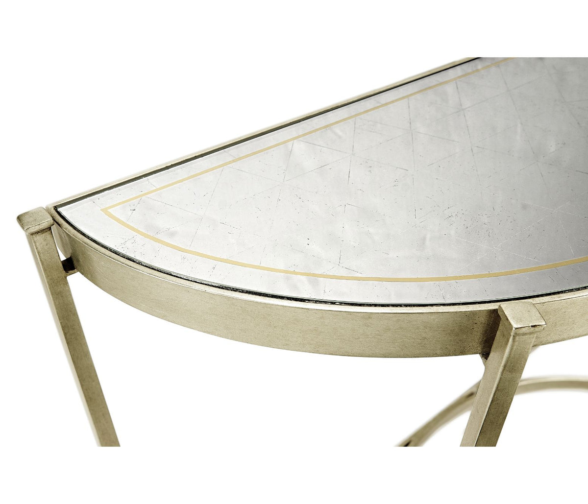 Large Demilune Console Table – Antique Silver