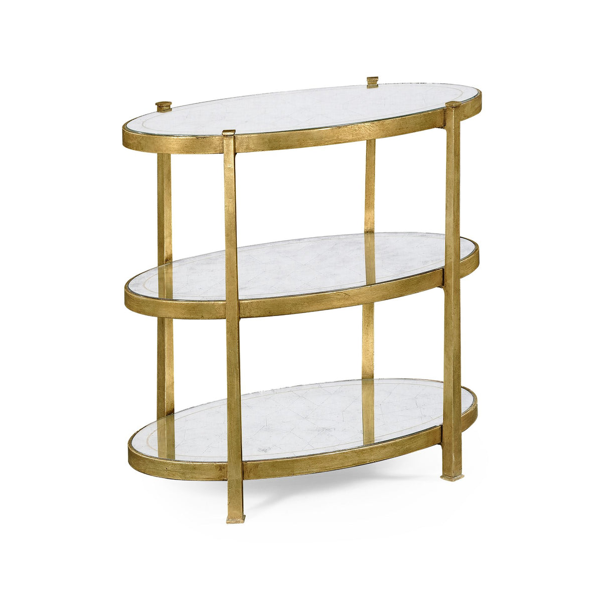 Small Oval Side Table Contemporary Three-Tier – Gilded