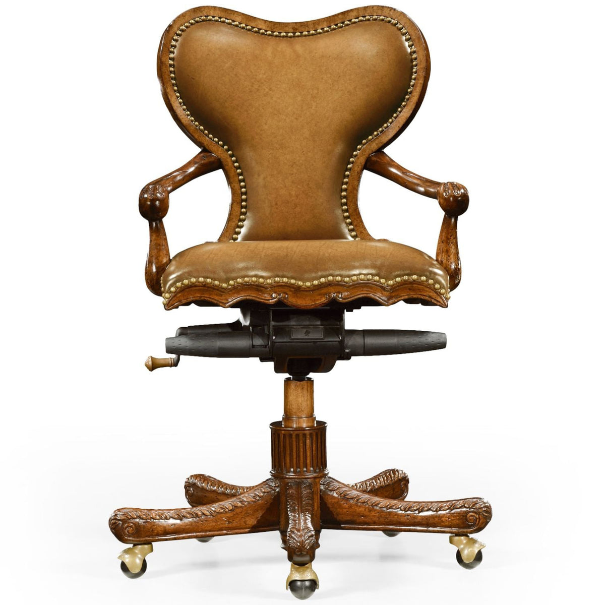 Double Lobed Shaped Mahogany Office Chair