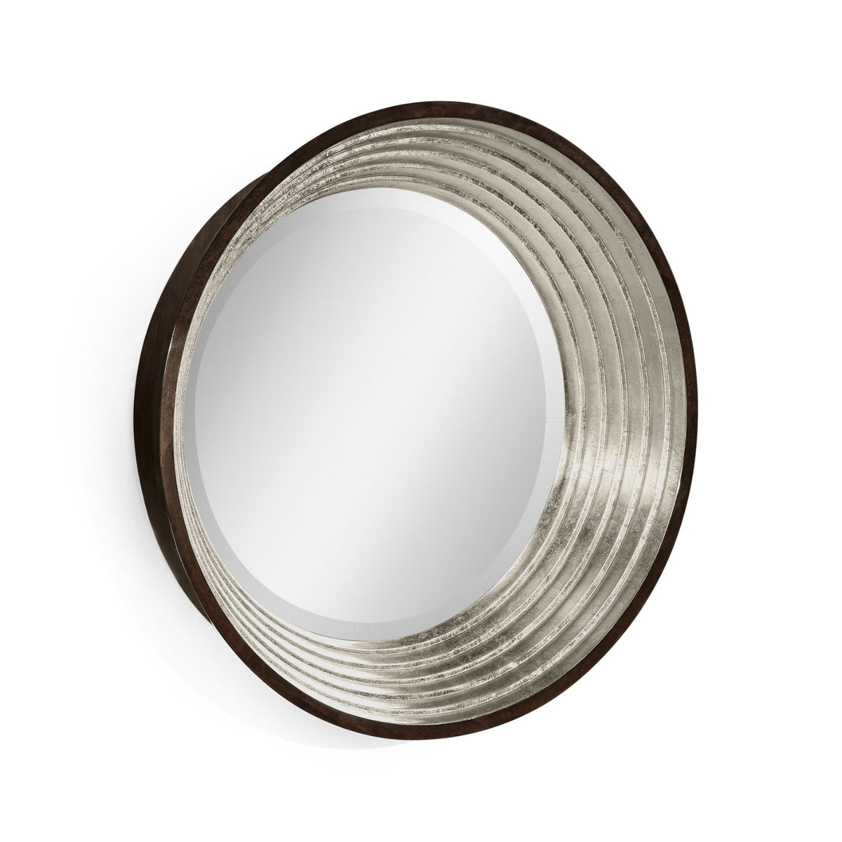 Contemporary Round Mirror – Silver Espresso