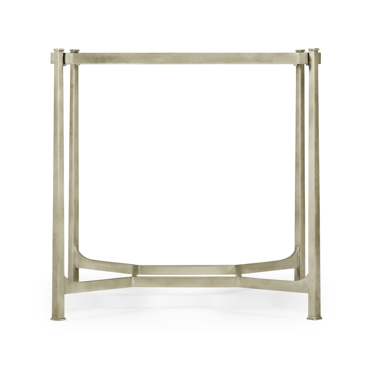 Square Side Table Contemporary with Glass Top – Silver