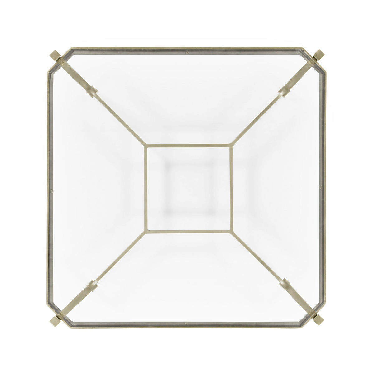 Square Side Table Contemporary with Glass Top – Silver
