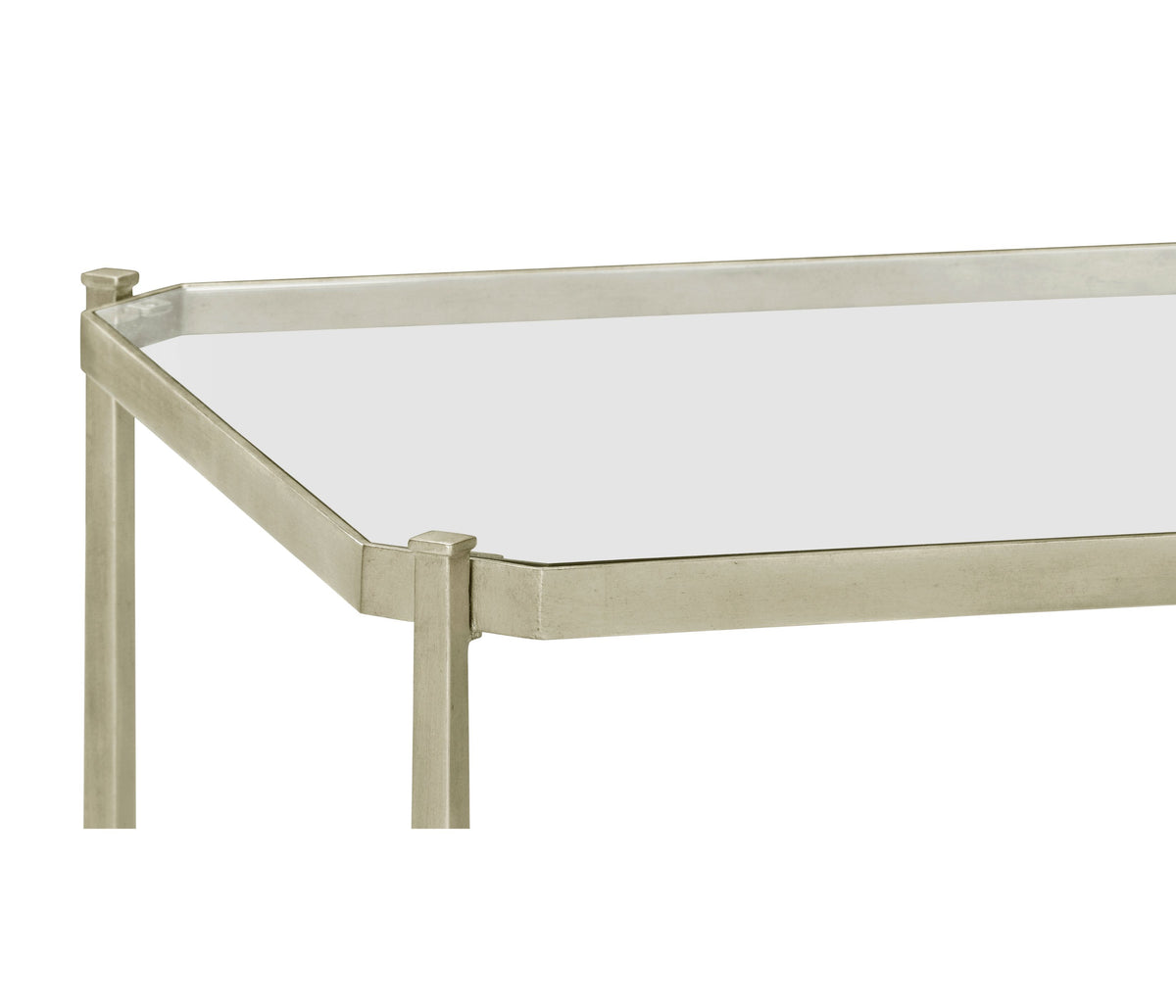 Square Side Table Contemporary with Glass Top – Silver