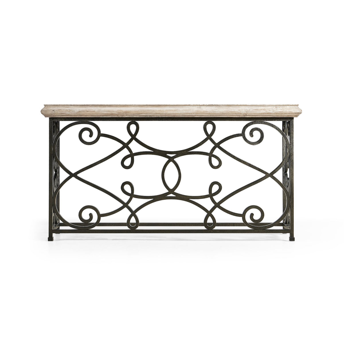 Large Console Table – Wrought Iron, Limed