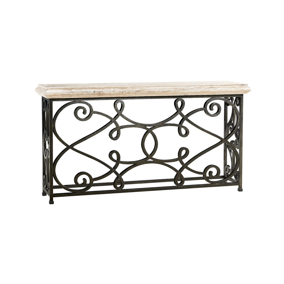 Large Console Table – Wrought Iron, Limed