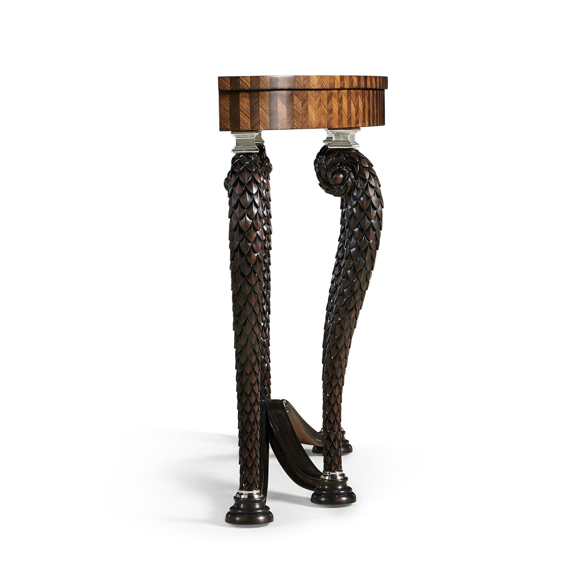 Feather Inlay Hand Carved Console Table