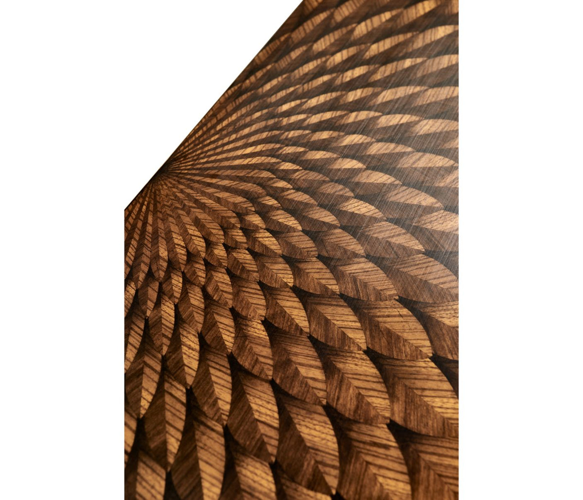 Feather Inlay Hand Carved Console Table