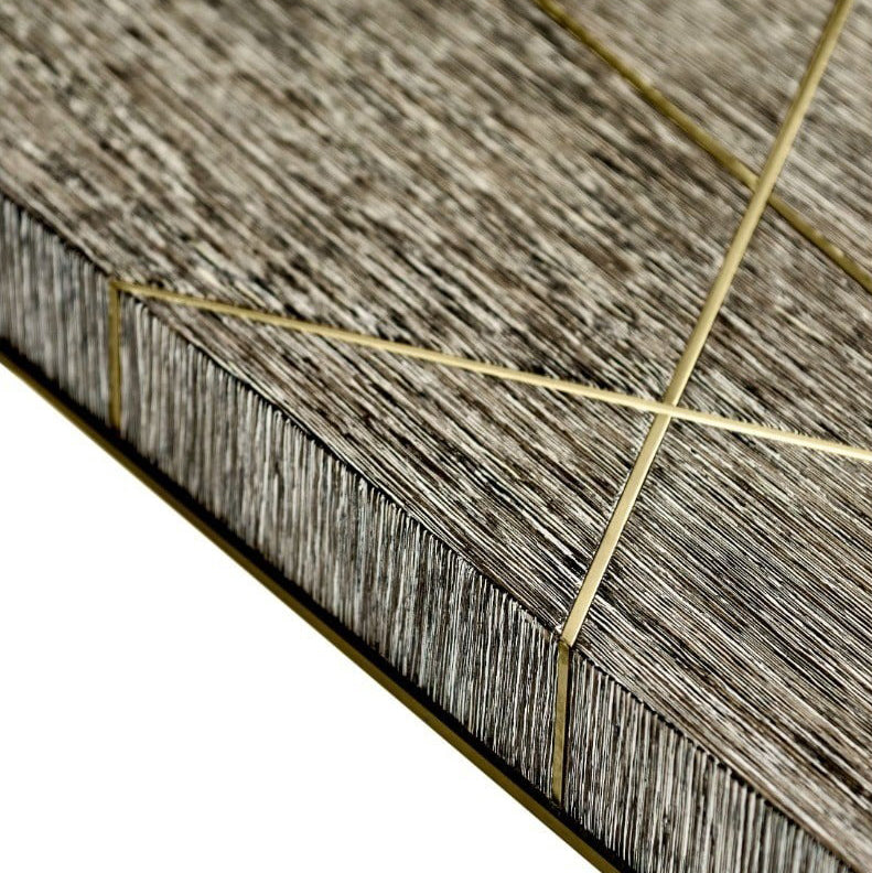 Geometric Dark French Oak and Gilded Console Table