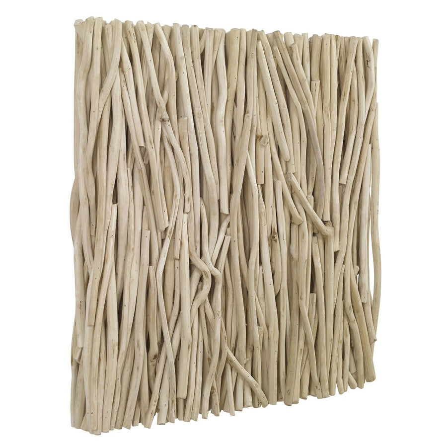 Gathered Teak Square Bleached Wood Wall Decor