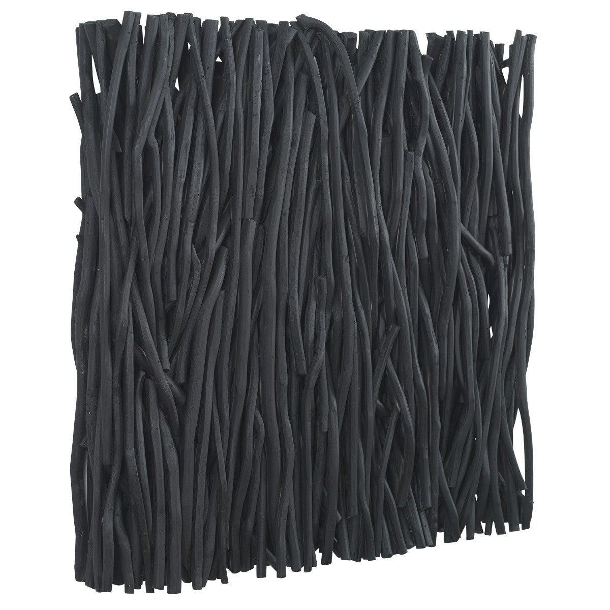 Gathered Teak Square Black Wood Wall Decor