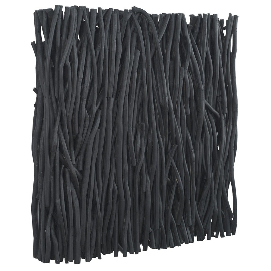 Gathered Teak Square Black Wood Wall Decor