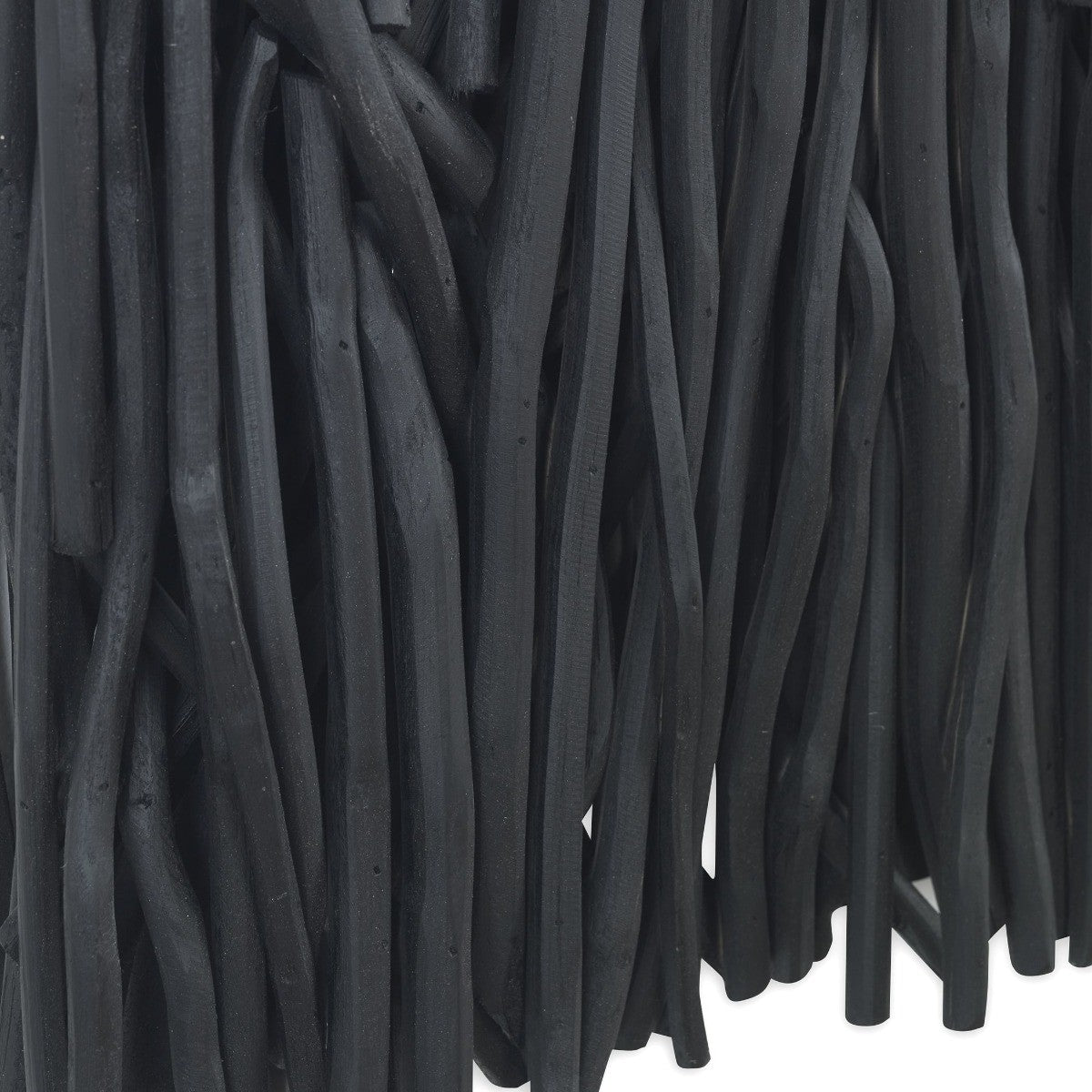 Gathered Teak Square Black Wood Wall Decor
