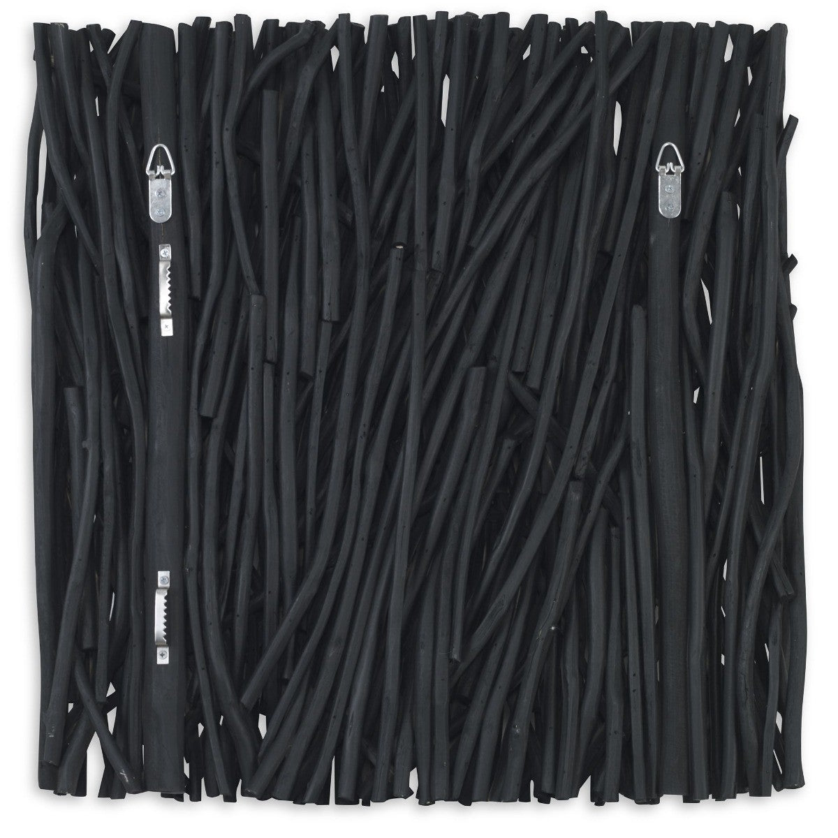 Gathered Teak Square Black Wood Wall Decor