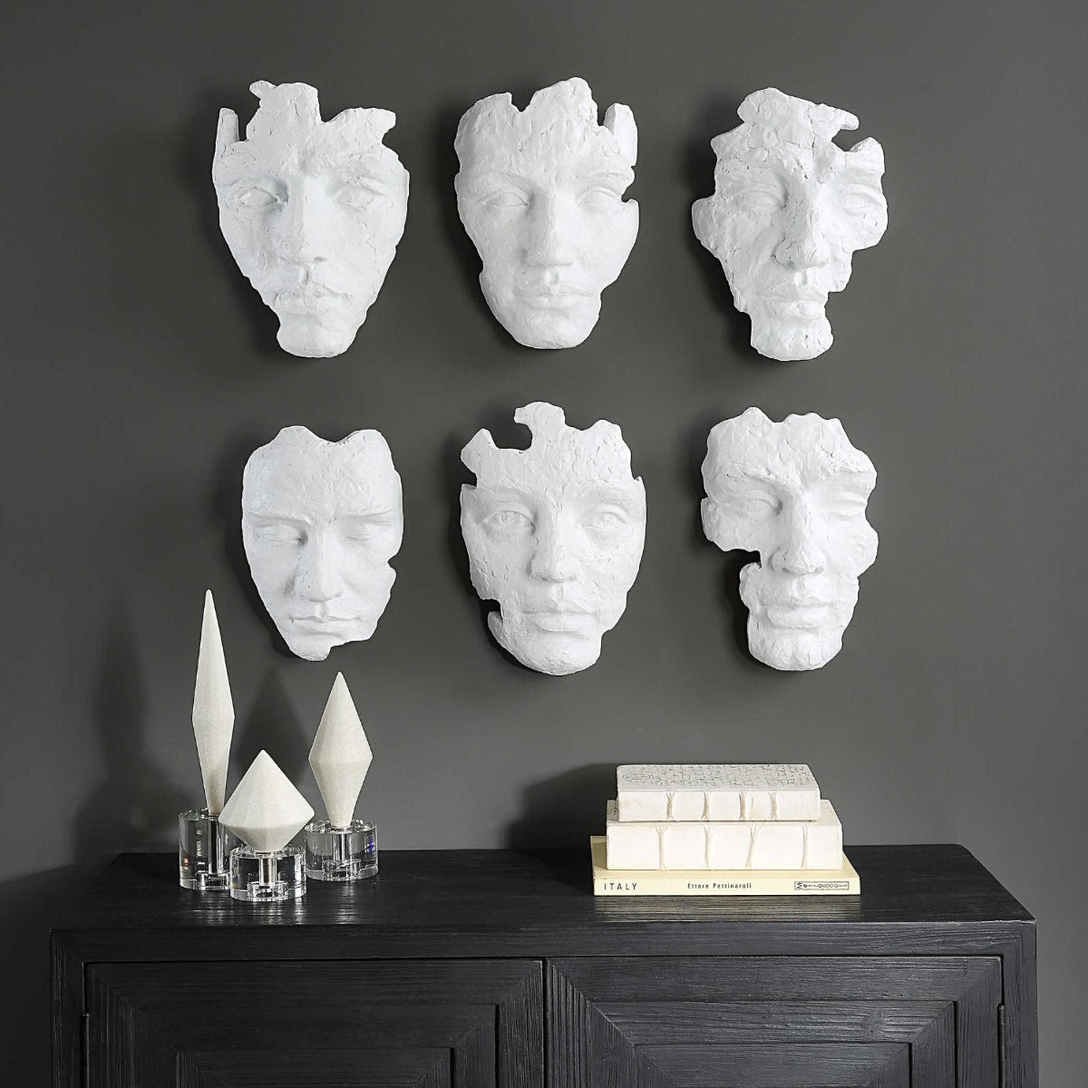 Self-Portrait White Mask Wall Décor – Set of 6