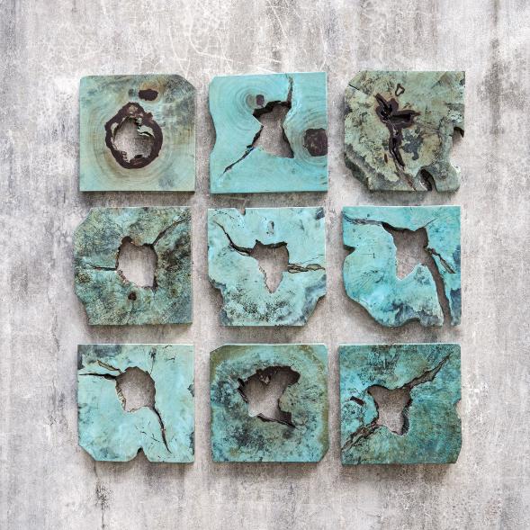 Bahati Wood Wall Décor – Blue, Set of 9