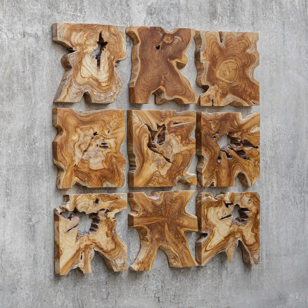 Talia Wood Wall Décor – Set of 9
