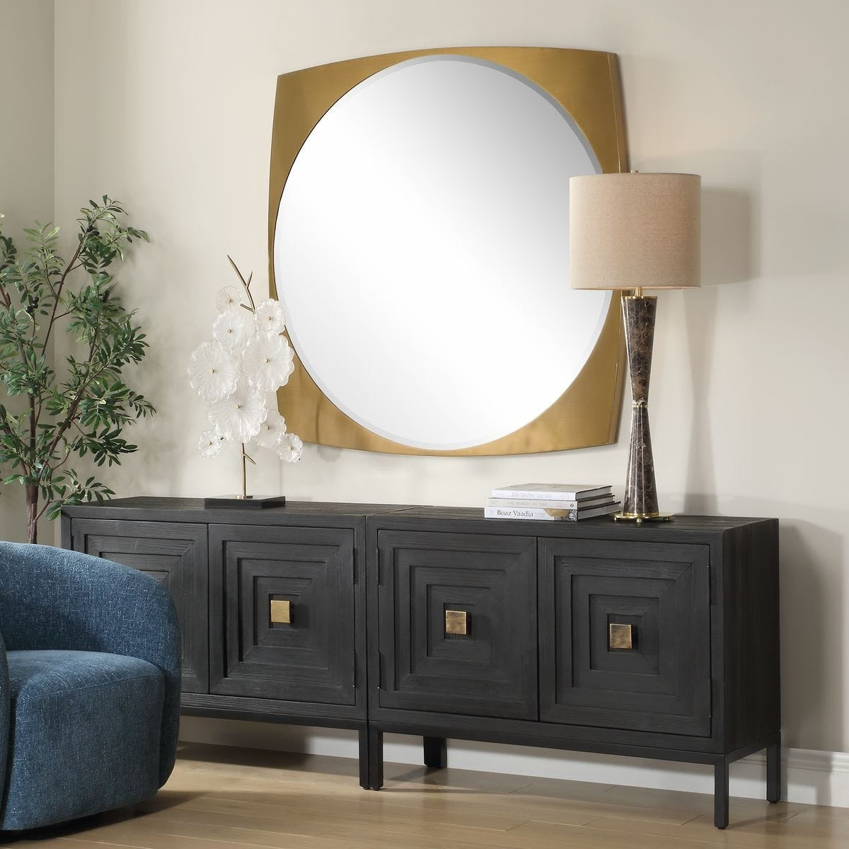 Neilia Round Brass Mirror
