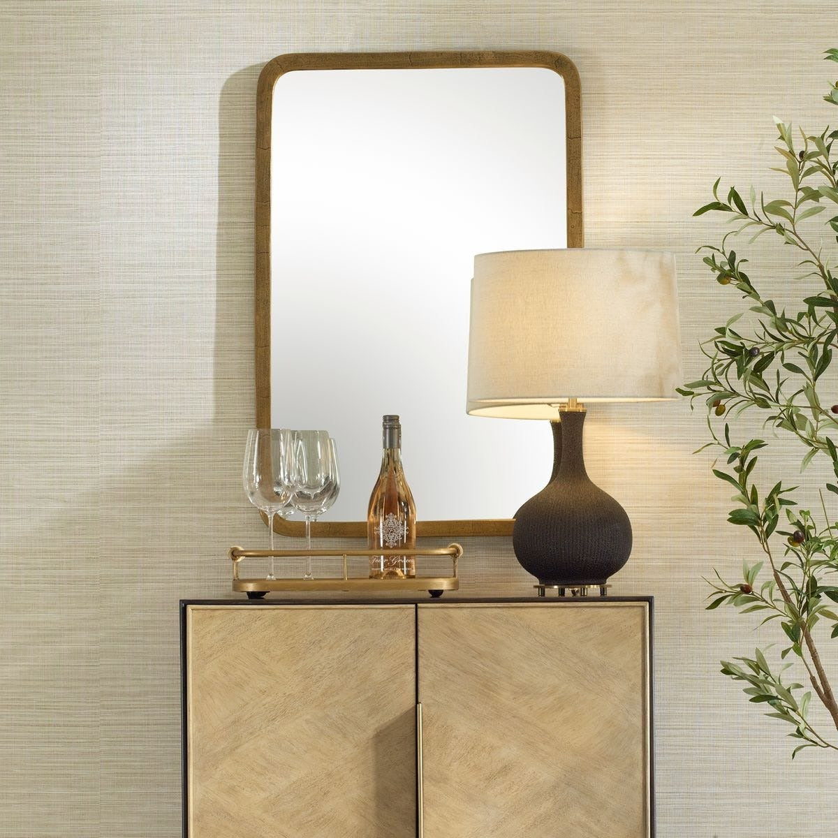 Vestry Antique Brass Mirror