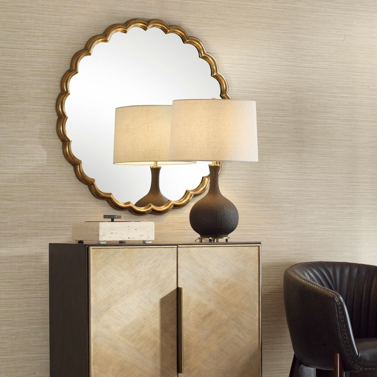 Cerrito Antique Brass Round Mirror