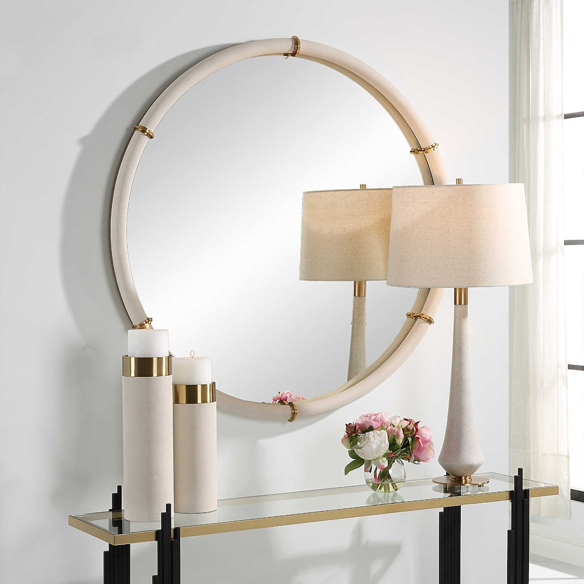 Cyprus White Round Mirror