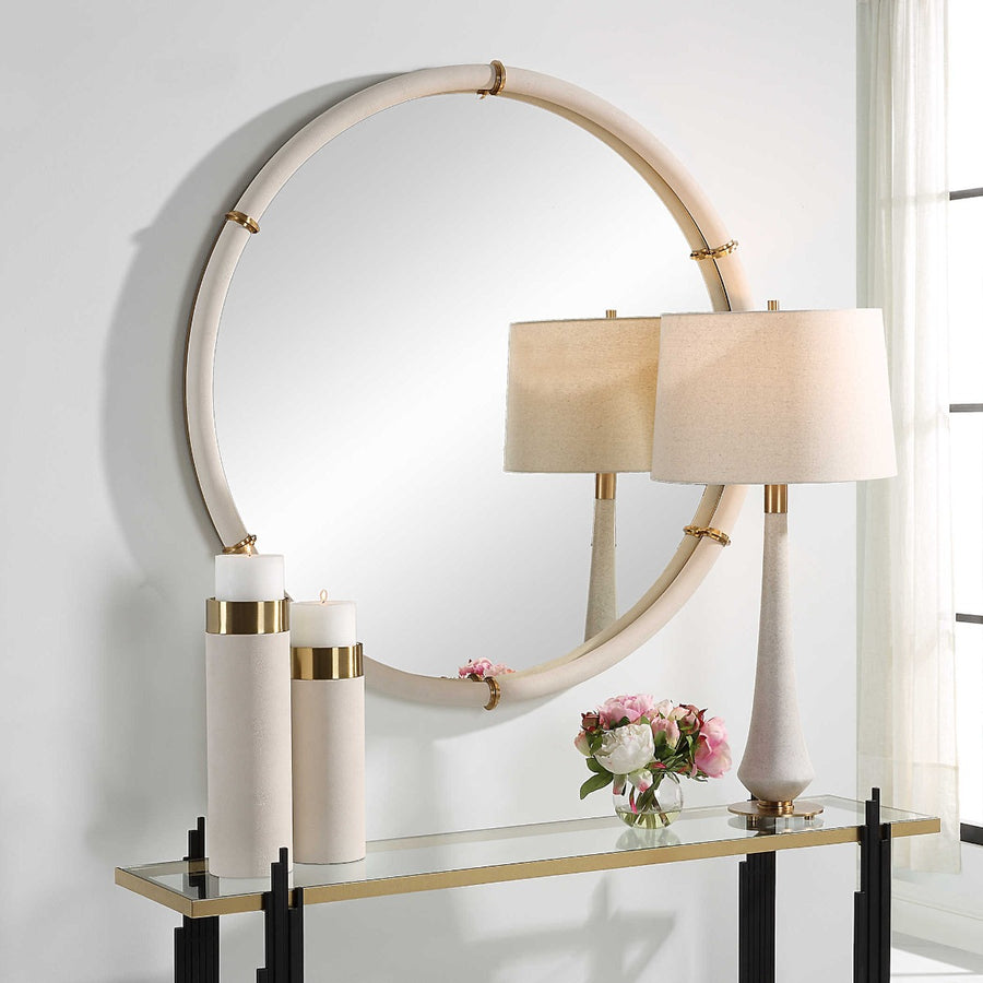 Cyprus White Round Mirror