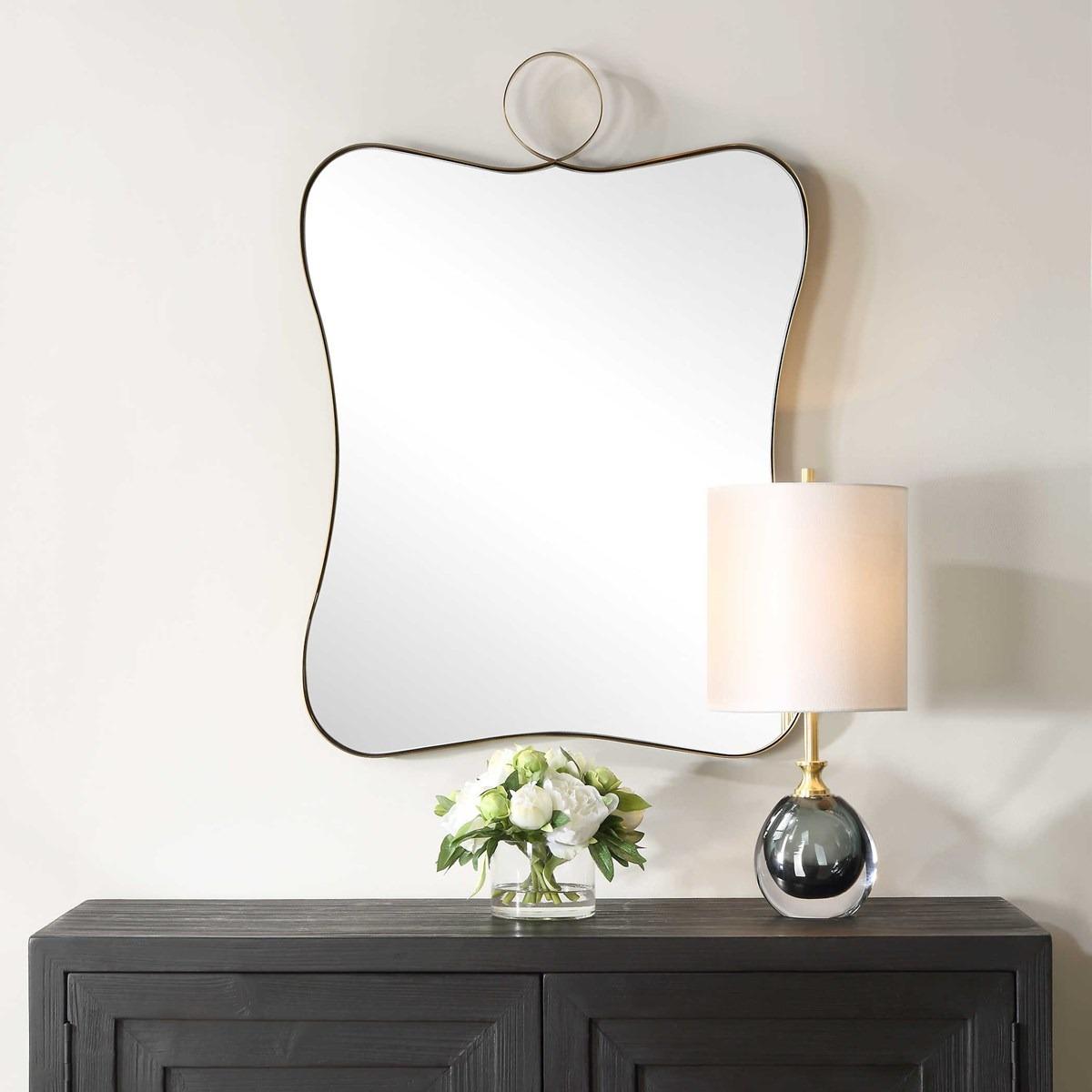 Talia Curved Rectangular Mirror – Brass