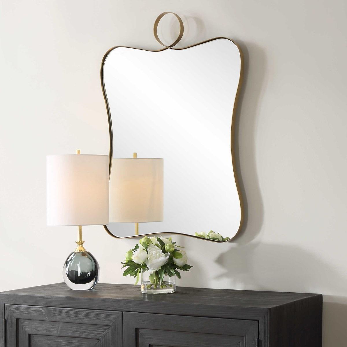 Talia Curved Rectangular Mirror – Brass