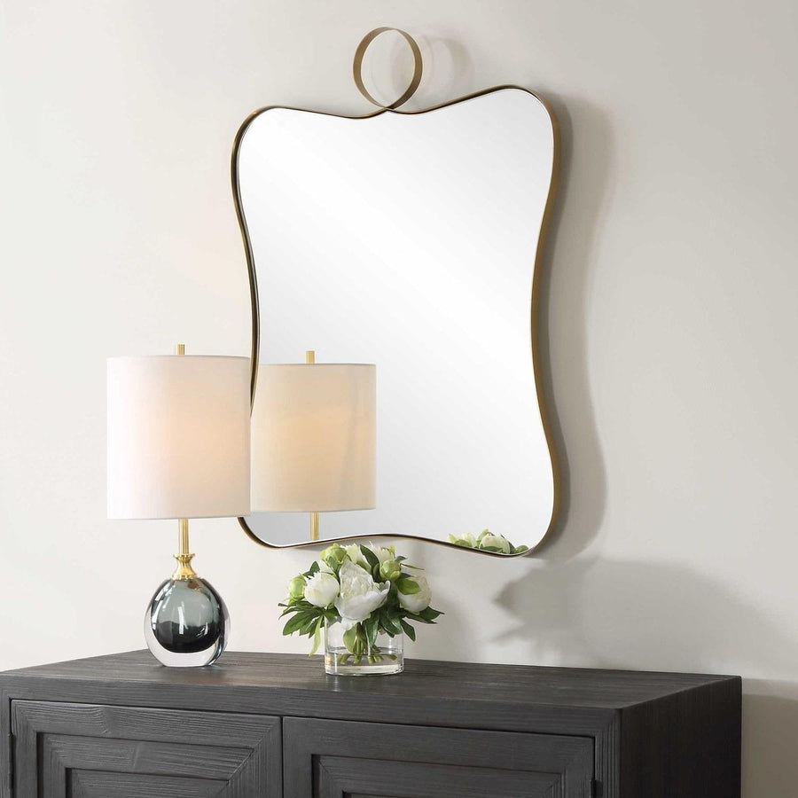 Talia Curved Rectangular Mirror – Brass