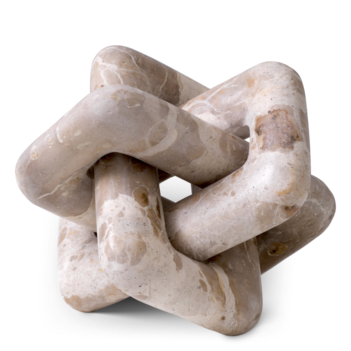 Stone sculpture of a knot on a white background