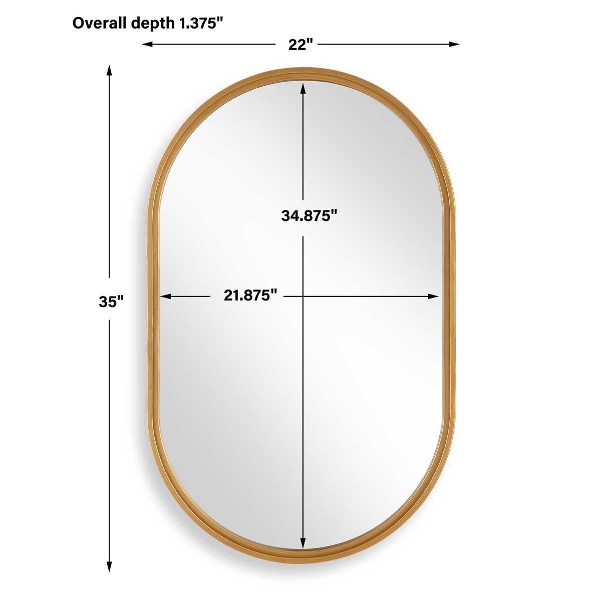 Brushed Gold Pill Mirror
