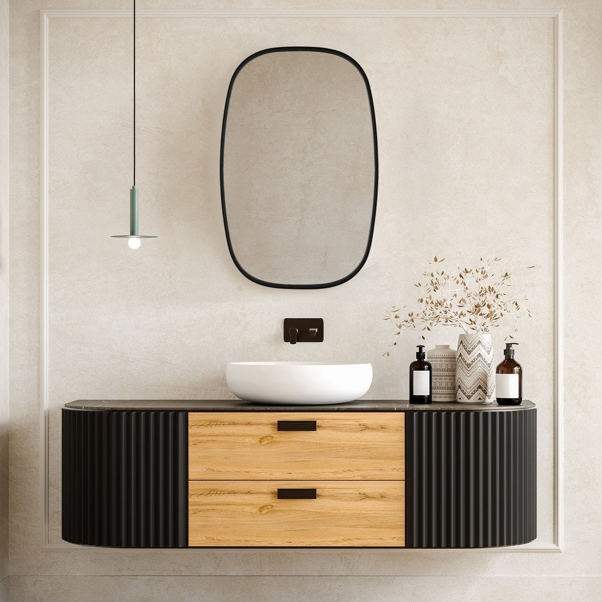 Jackson Oval Mirror – Black