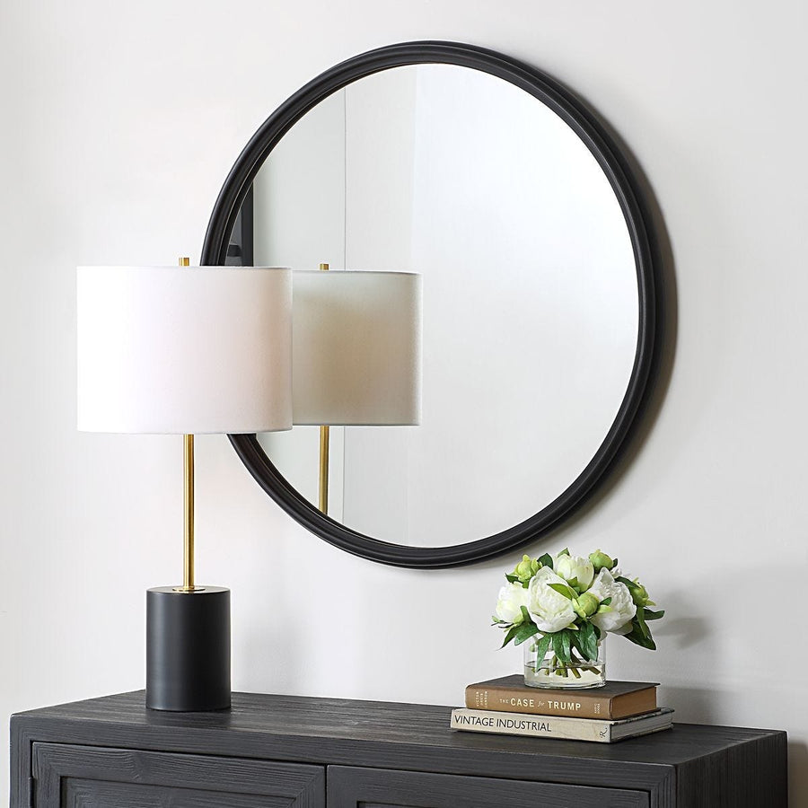 Filton Black Round Mirror