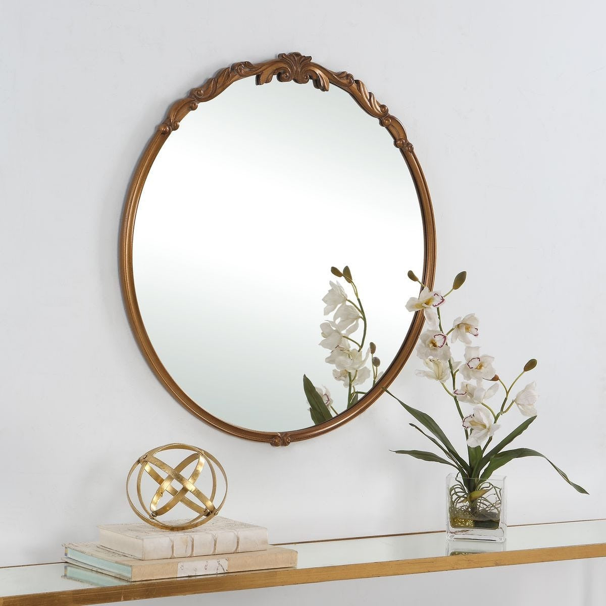 Celia Round Mirror – Antique Gold