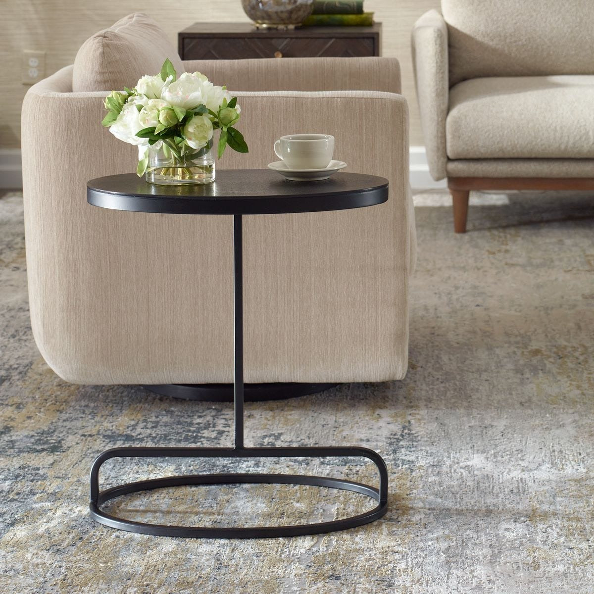 Matisse Black Oval Side Table