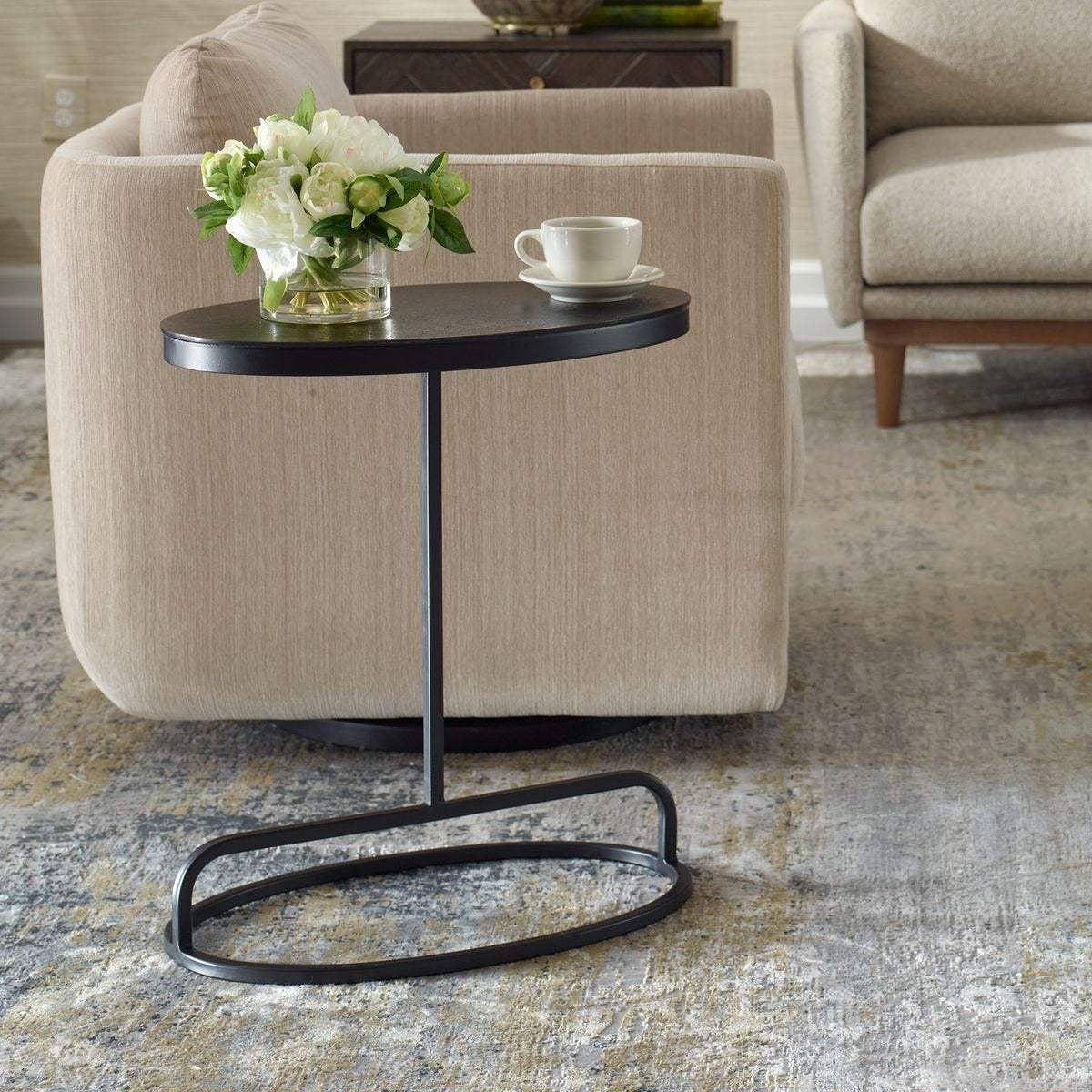 Matisse Black Oval Side Table